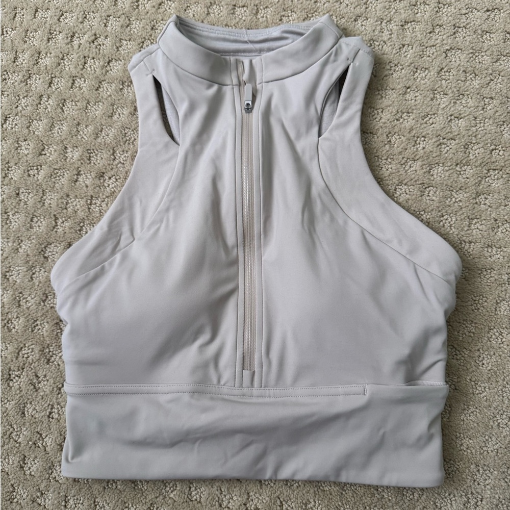 Brand New Lululemon Nulux Cropped Half-Zip Track Tank Top - Mojave Tan